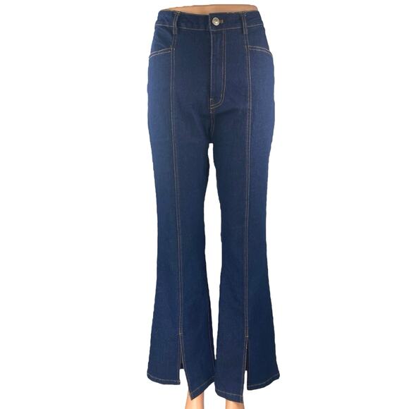 Princess Polly Denim - Princess Polly Blue High Waisted Split Hem Flared Bootcut Denim Jeans Pants 6